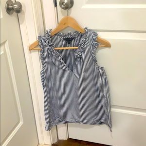 Striped ruffle sleeveless top